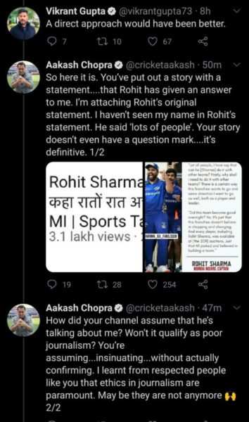 Aakash Chopra and Vikrant Gupta involved in an ugly spat