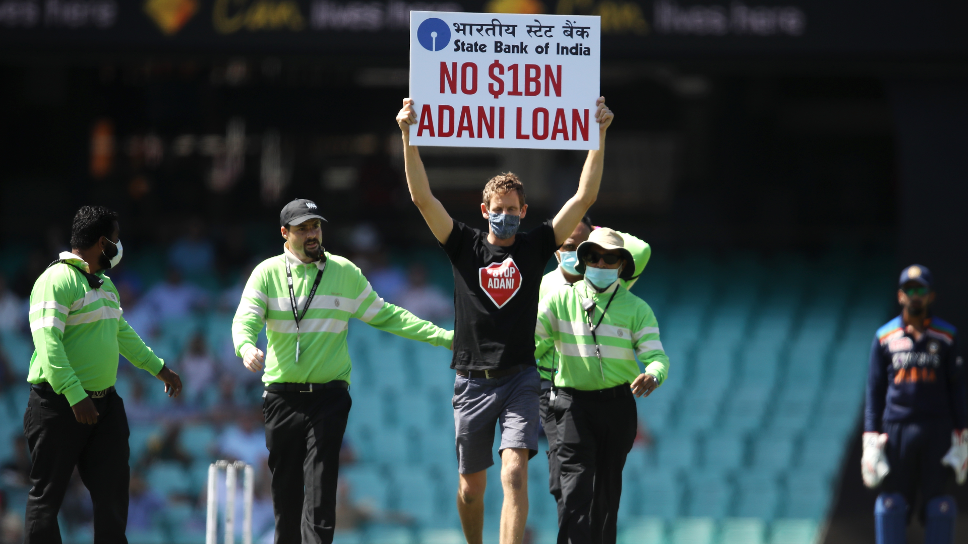 Pitch invasion during the first ODI between India and Australia